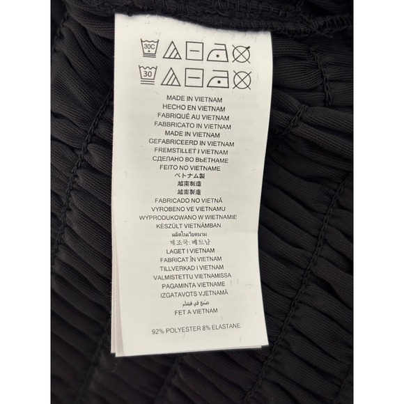 NEW Michael Kors Smocked Stretch Velvet Ruffle Mini Dress Black Small - Picture 7 of 8